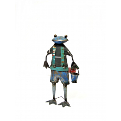 Żaba z wiaderkiem figurka metalowa stojąca 30cm